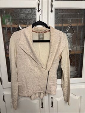 dolan Cream Asymmetric Zip Bomber Jacket